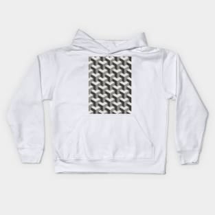 Interlocking Cubes Pattern - Shades of Grey Kids Hoodie